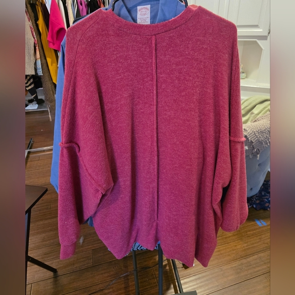 Zenana Outfitters Red Long Sleeve Pocket Top XL NWT Oversized Casual Basic - Picture 3 of 4